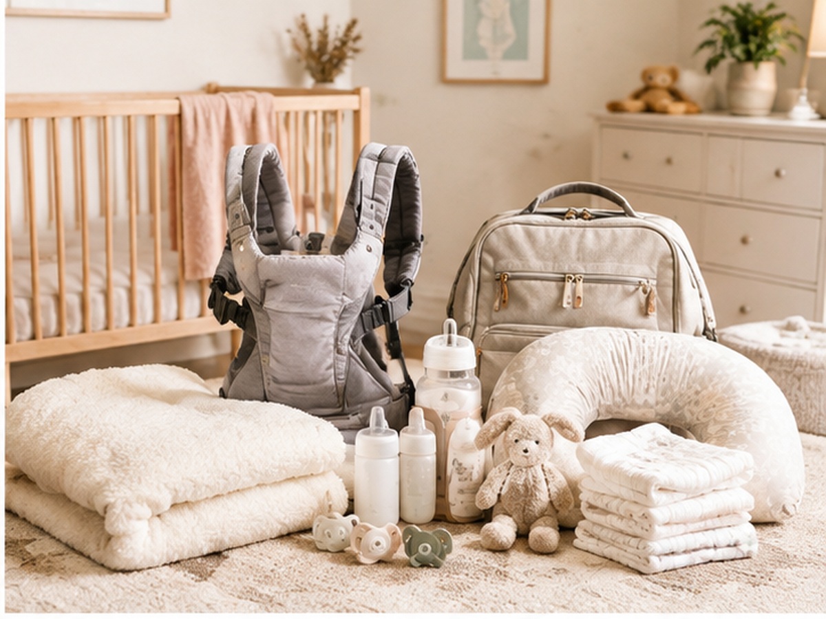 Thoughtful baby gear in a bright nursery
