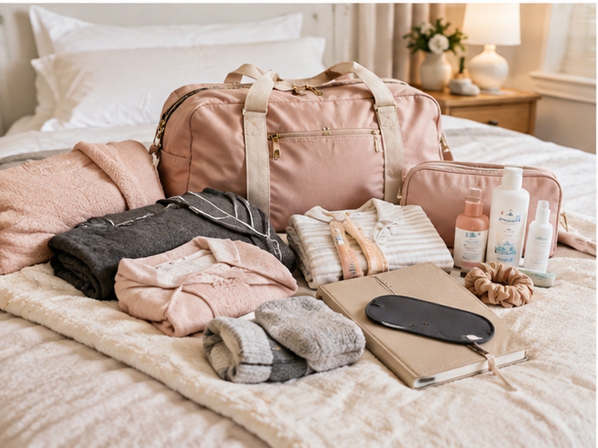 A thoughtfully packed hospital bag with labor essentials